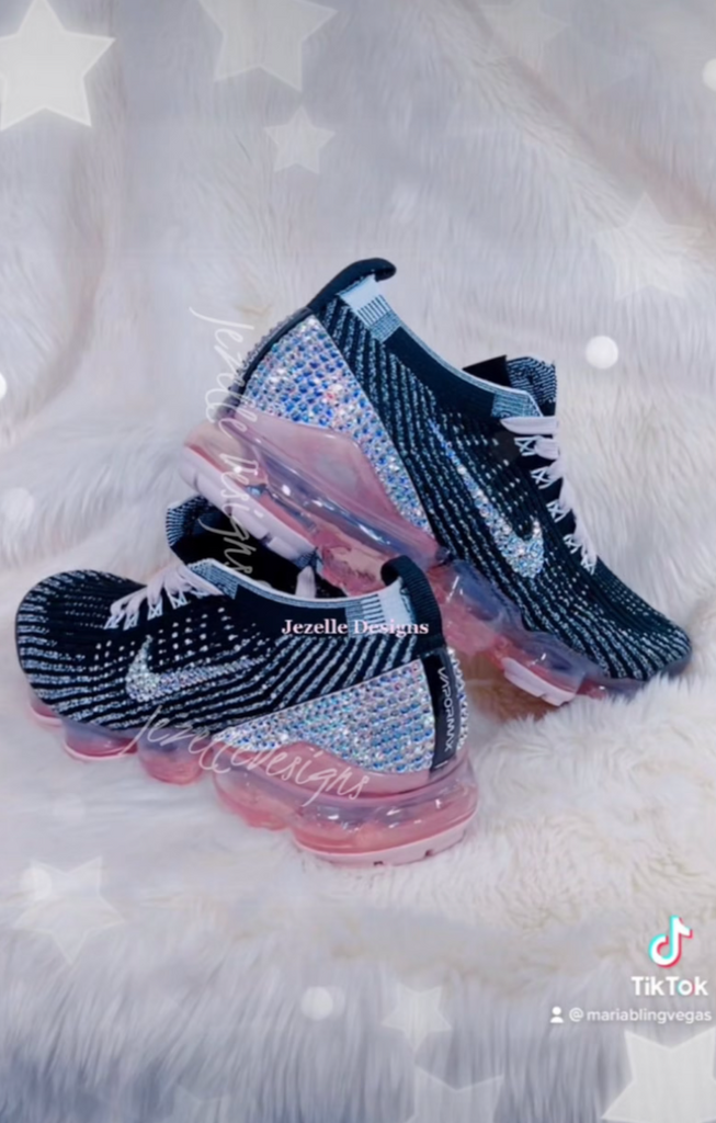 Swarovski Women's Vapormax Flyknit 3 Light Pink and Black 