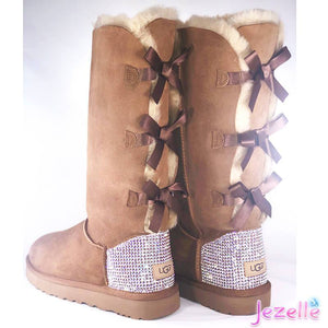 Custom Bling Rhinestone Bailey Bow Uggs® 3 Bows Tall