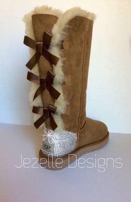 Image of Tan Bedazzled Bailey Bow Uggs